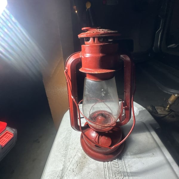 Vintage Red Kerosene Hurricane Oil Lantern