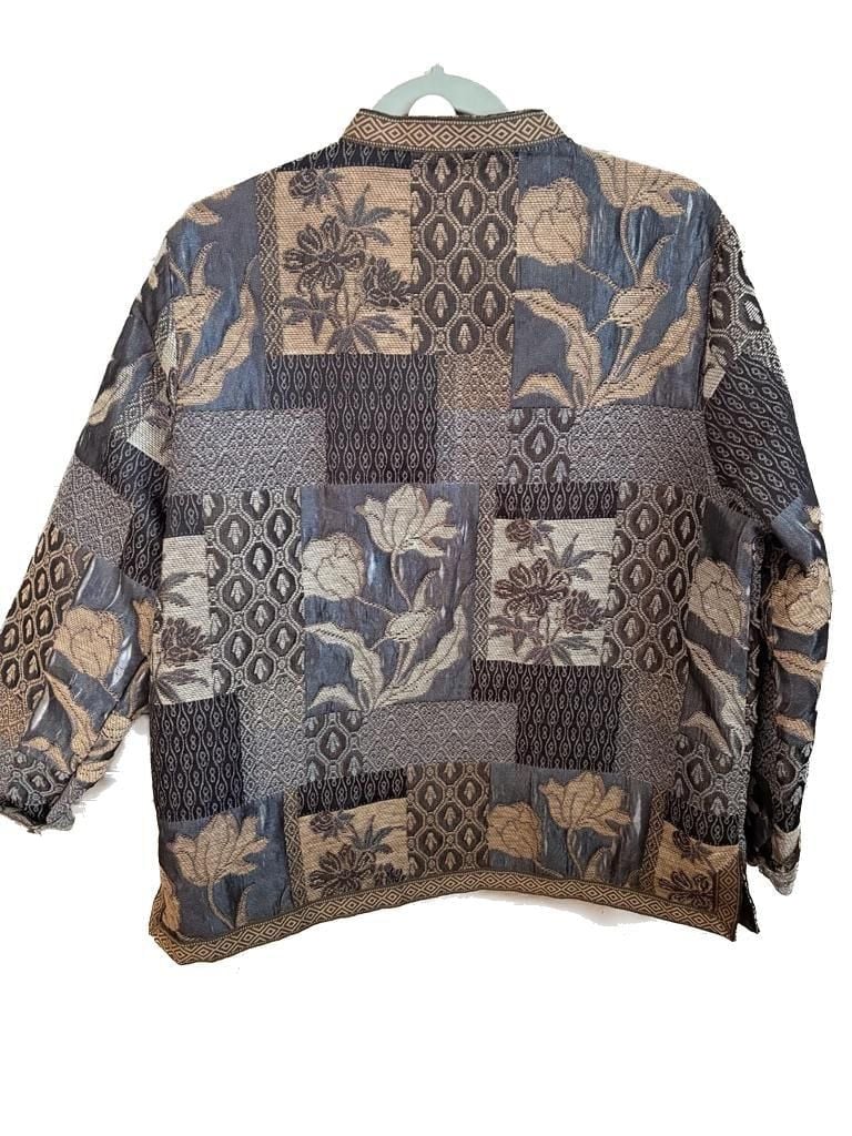 Vintage 90s Tudor Court Haband Tapestry Patchwork Floral Jacket L 8