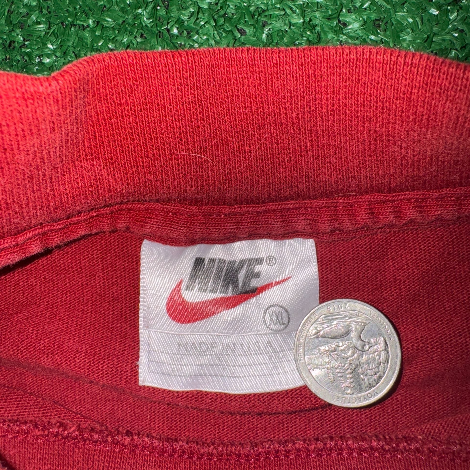 Vintage 90s Nike Mock Neck Long Sleeve T-Shirt Red Made In USA 4