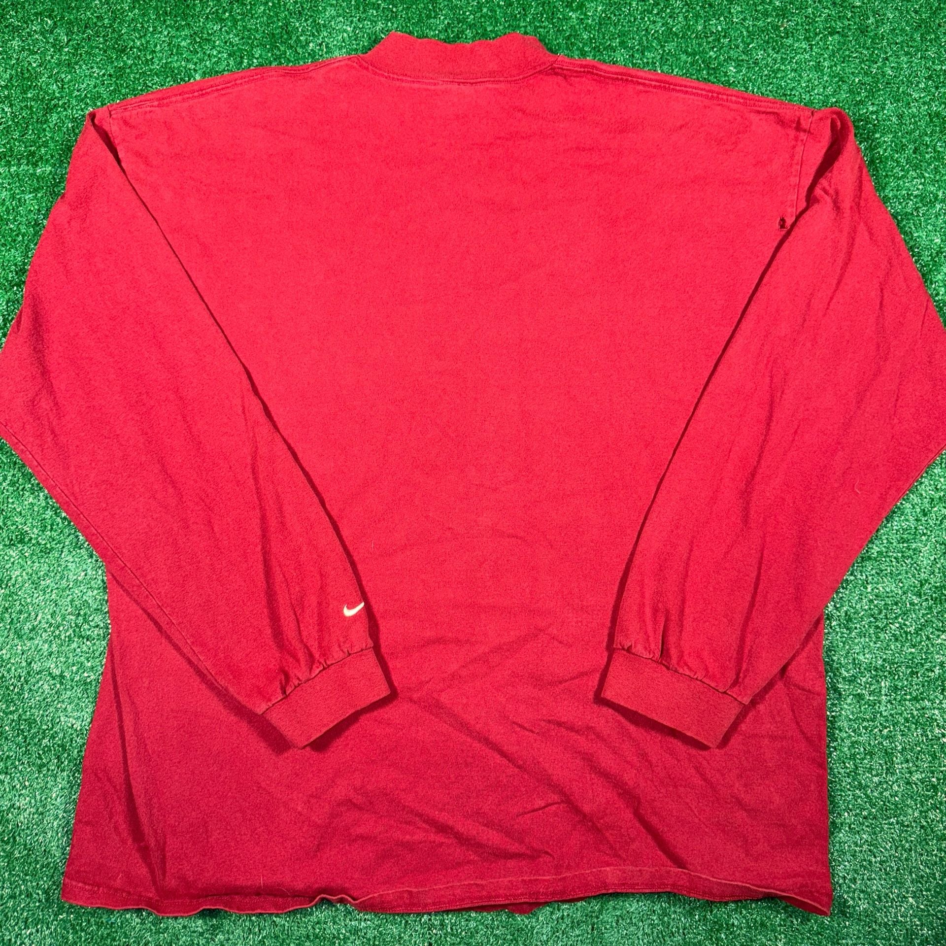 Vintage 90s Nike Mock Neck Long Sleeve T-Shirt Red Made In USA 5