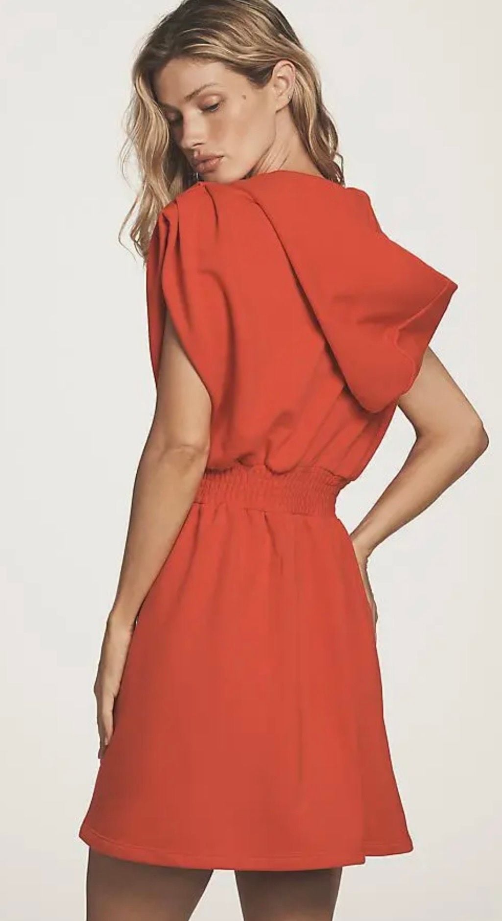 Daily Practice by Anthropologie Half-Zip Hooded Mini Dress in Tomato Red Size M 3