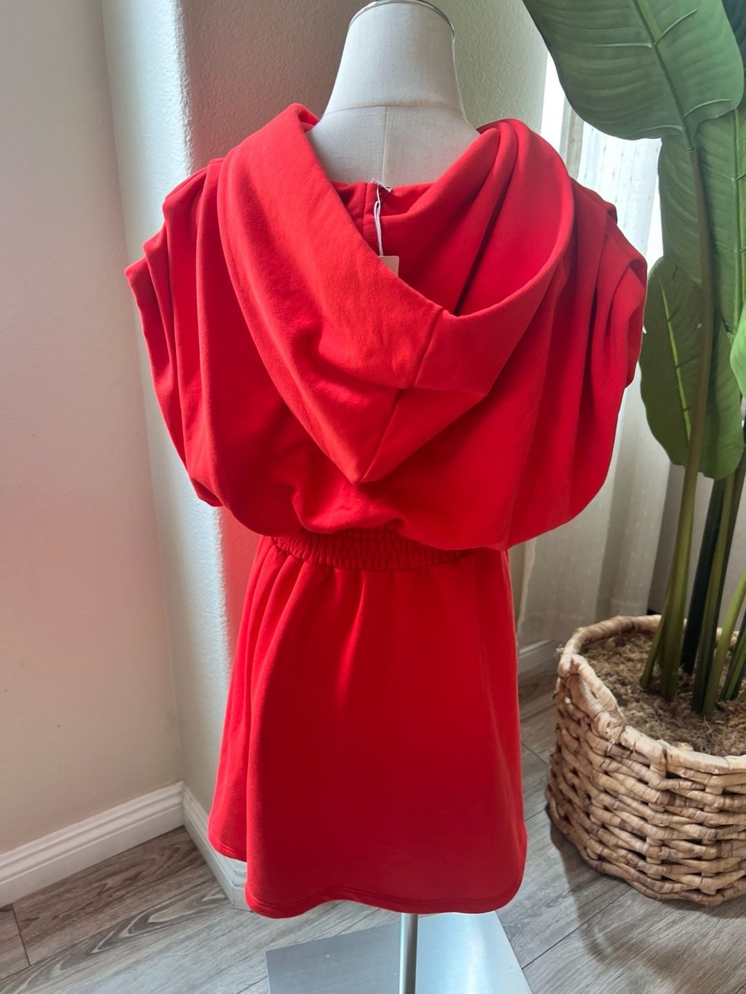 Daily Practice by Anthropologie Half-Zip Hooded Mini Dress in Tomato Red Size M 5