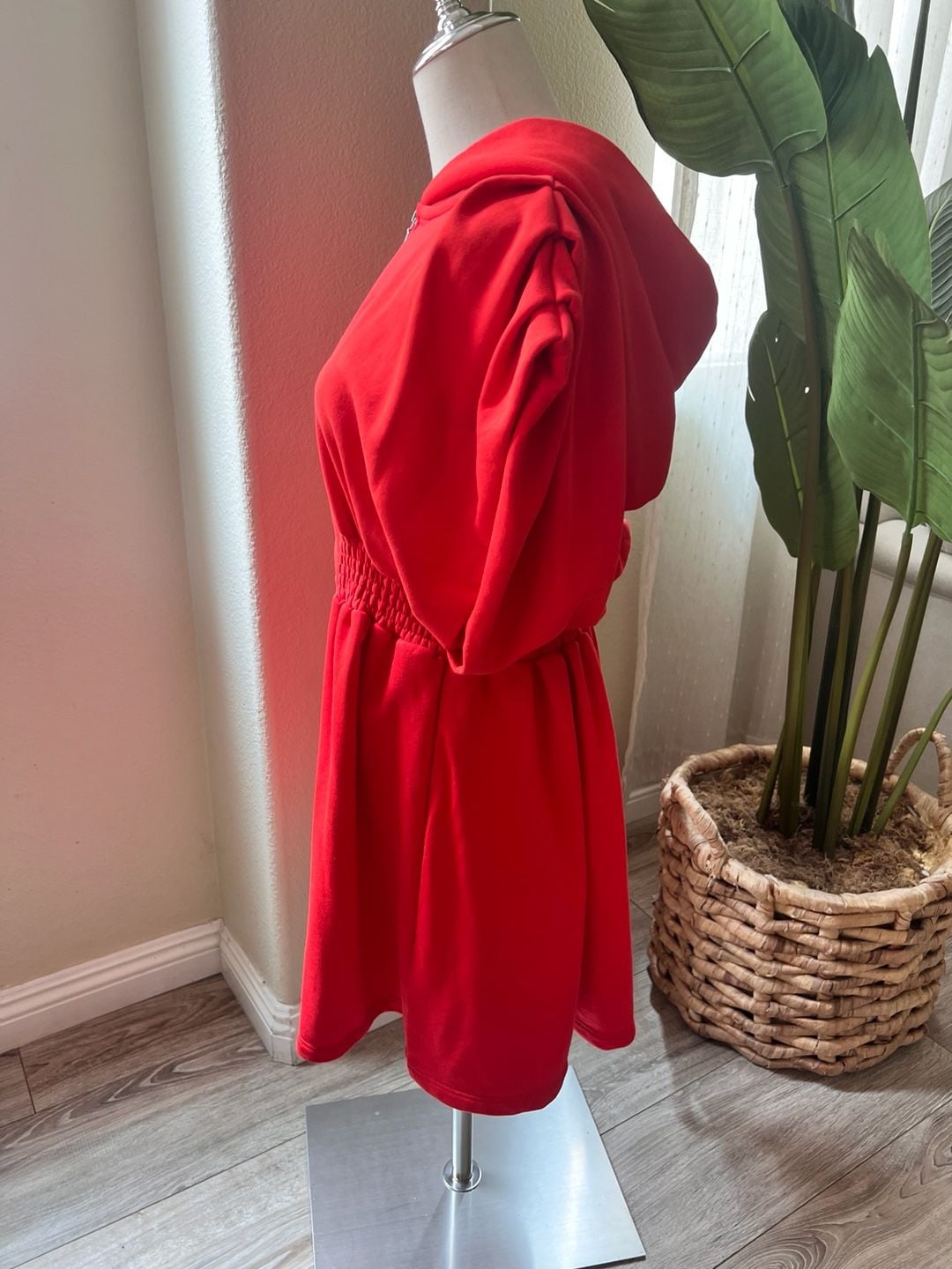 Daily Practice by Anthropologie Half-Zip Hooded Mini Dress in Tomato Red Size M 6