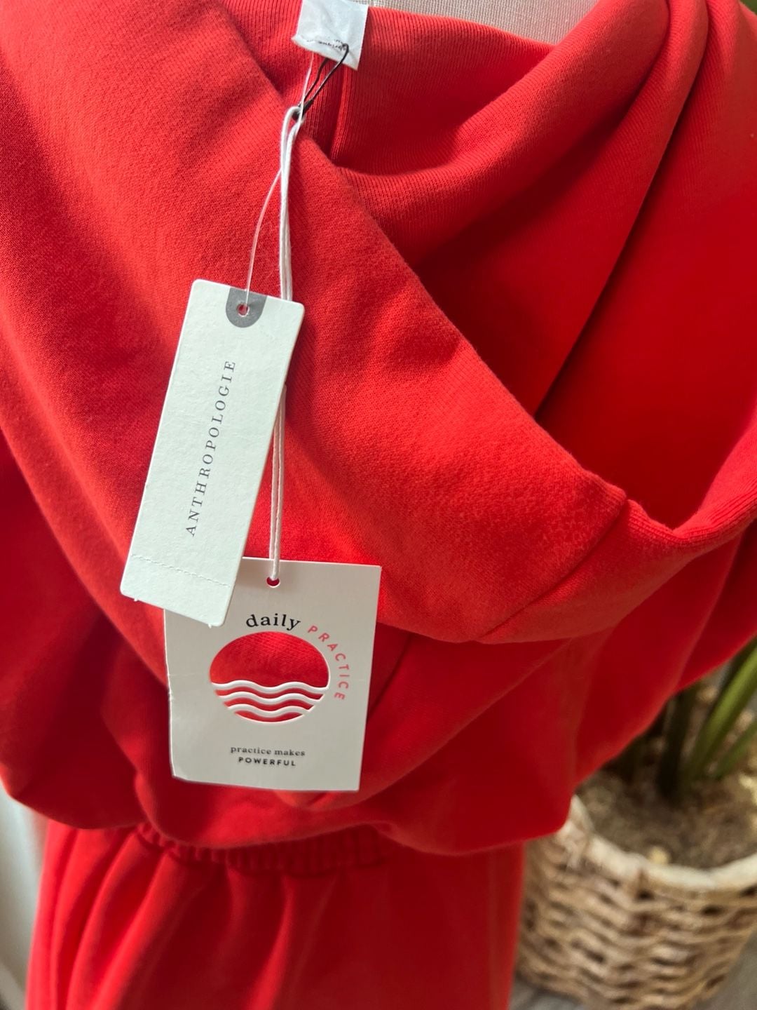 Daily Practice by Anthropologie Half-Zip Hooded Mini Dress in Tomato Red Size M 7