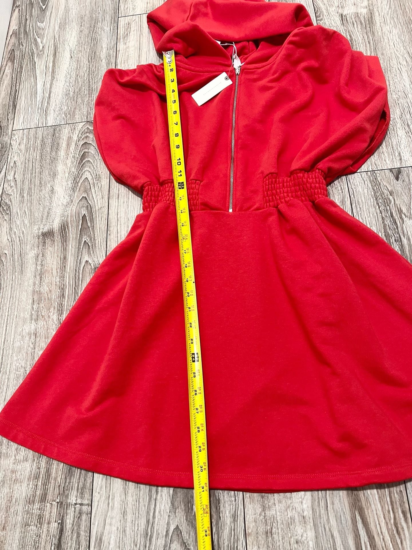 Daily Practice by Anthropologie Half-Zip Hooded Mini Dress in Tomato Red Size M 10