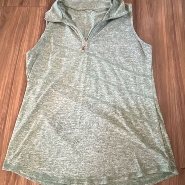 Women's Sleeveless Half-Zip Athletic Workout Polo Tank Top Green