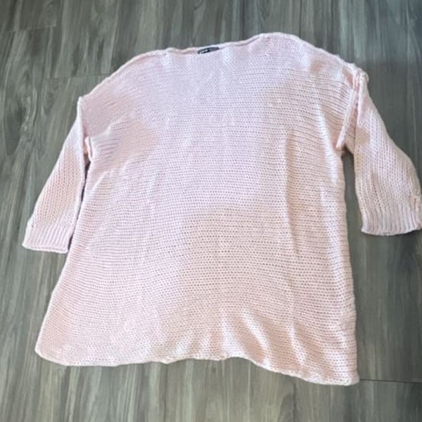 SHEIN Women's Lightweight Blush Pink Knit Pullover Sweater
