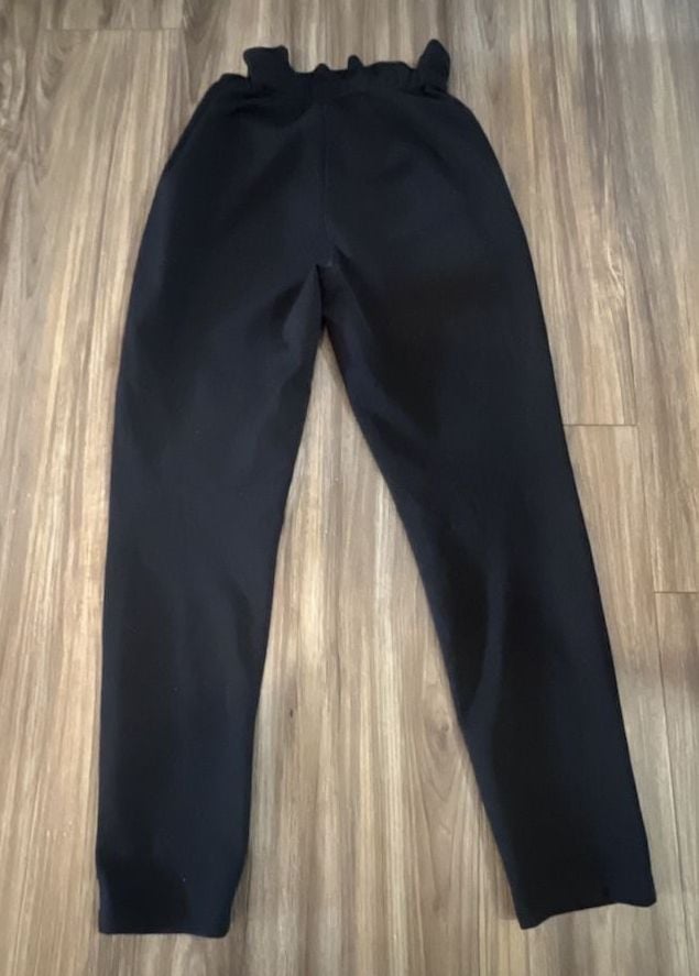 SHEIN Women's Black Paperbag High Waist Tapered Casual Pants 3