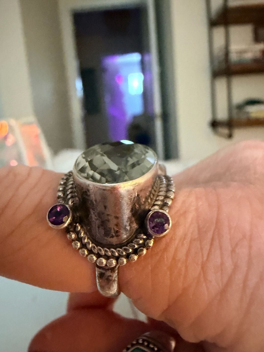 Nicky Butler Signed Prasiolite and Amethyst 925 Sterling Silver Cocktail Ring 5