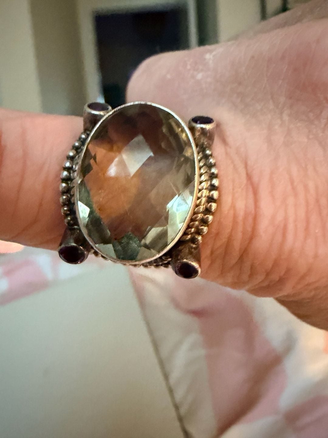Nicky Butler Signed Prasiolite and Amethyst 925 Sterling Silver Cocktail Ring 6