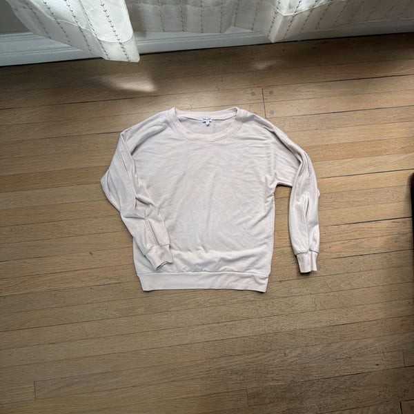 Splendid Women's Crew Neck Long Sleeve Pullover Sweatshirt with Exposed Seam Detail