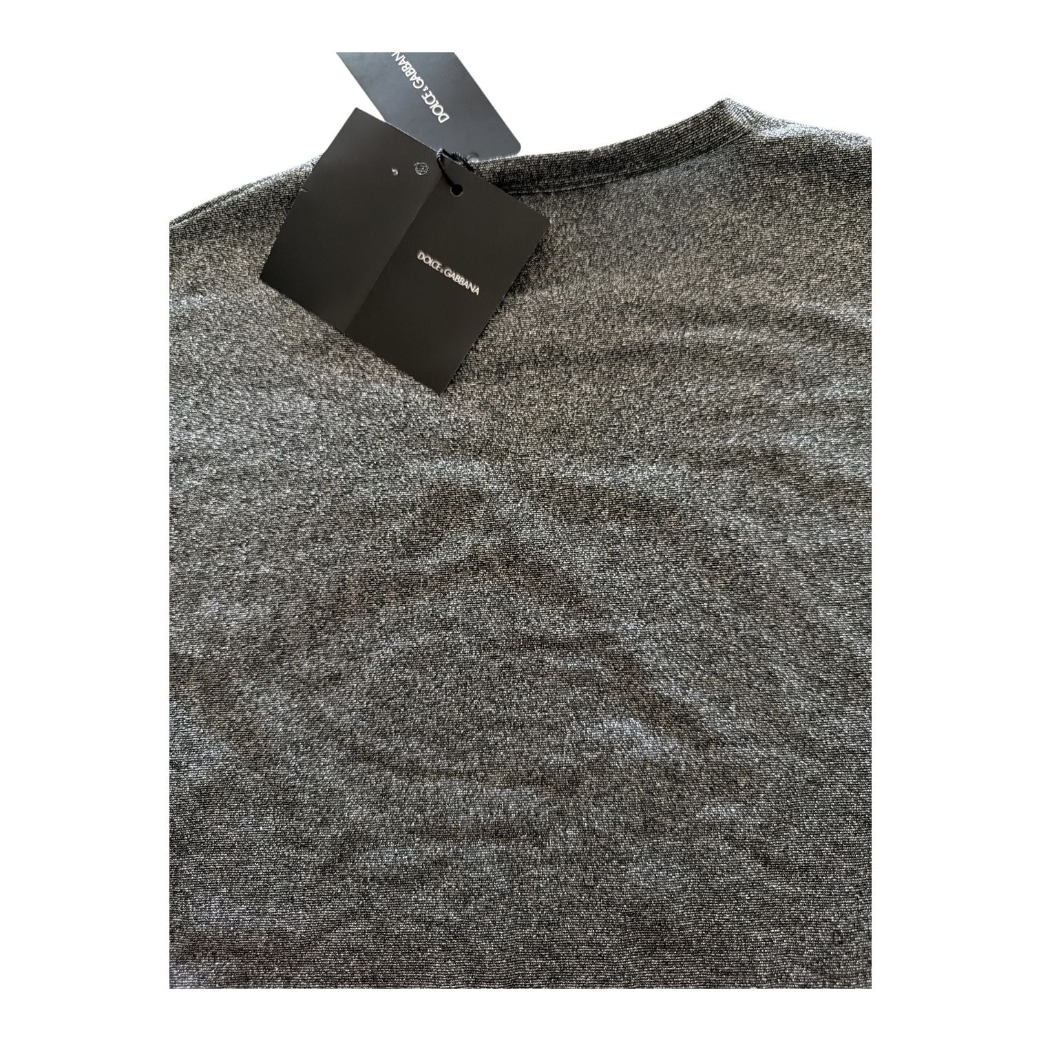 NWT sz 40W Dolce & Gabbana Metallic Lurex Shirt with Sequin #DGFamily King Emb. 9