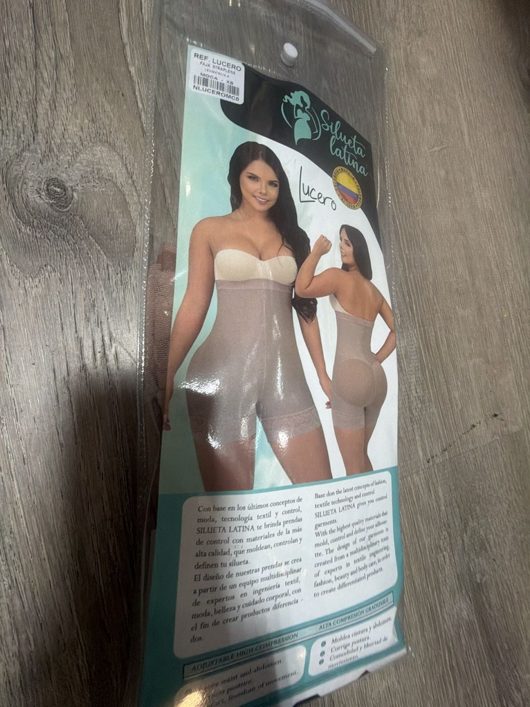 Silueta Latina Ref. Lucero Strapless Faja Levanta Cola Shapewear Moca XS 14
