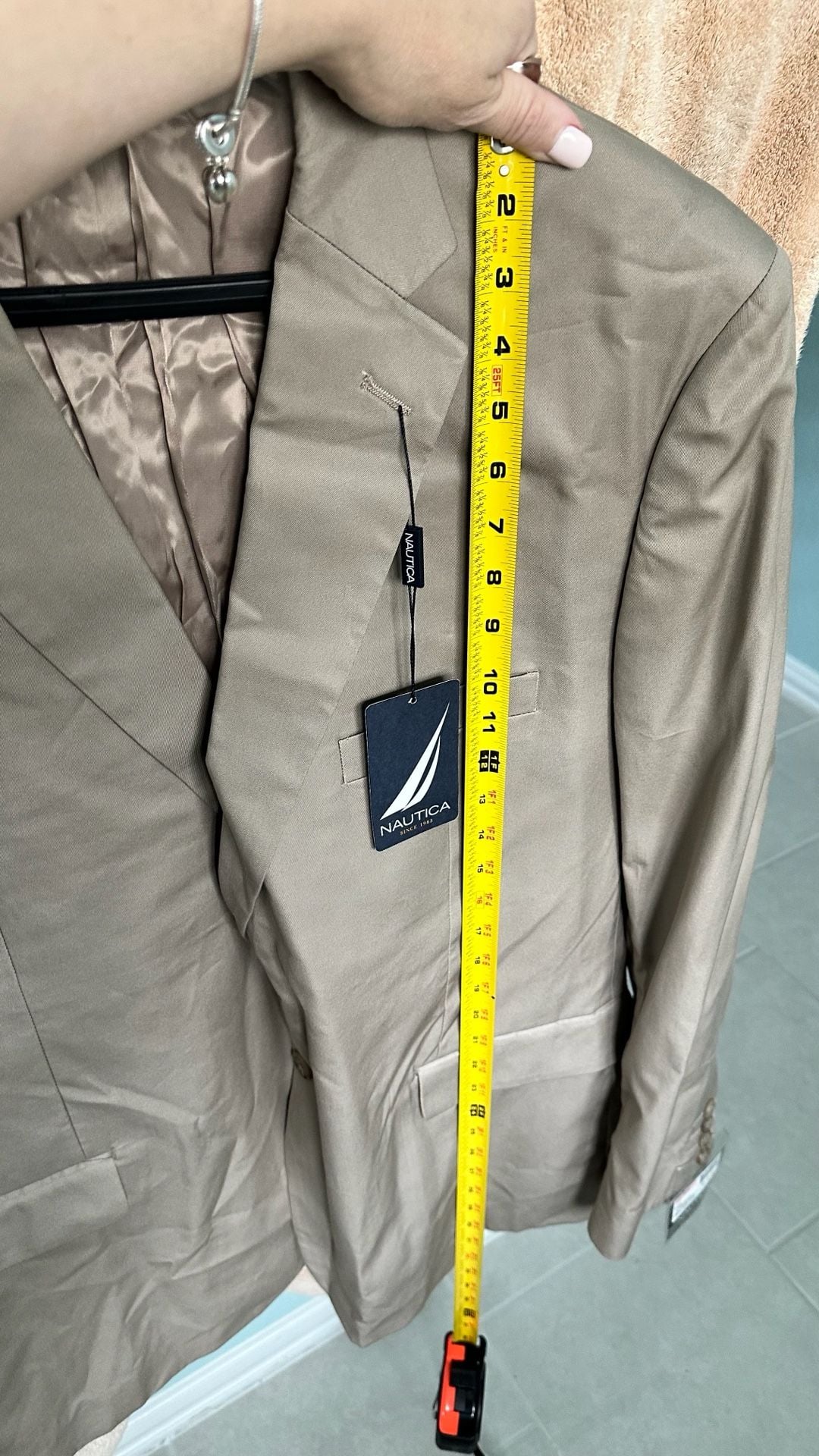 Nautica Ocean Suit Separate Coat, Men's Khaki 100% Cotton, Size 52R 1