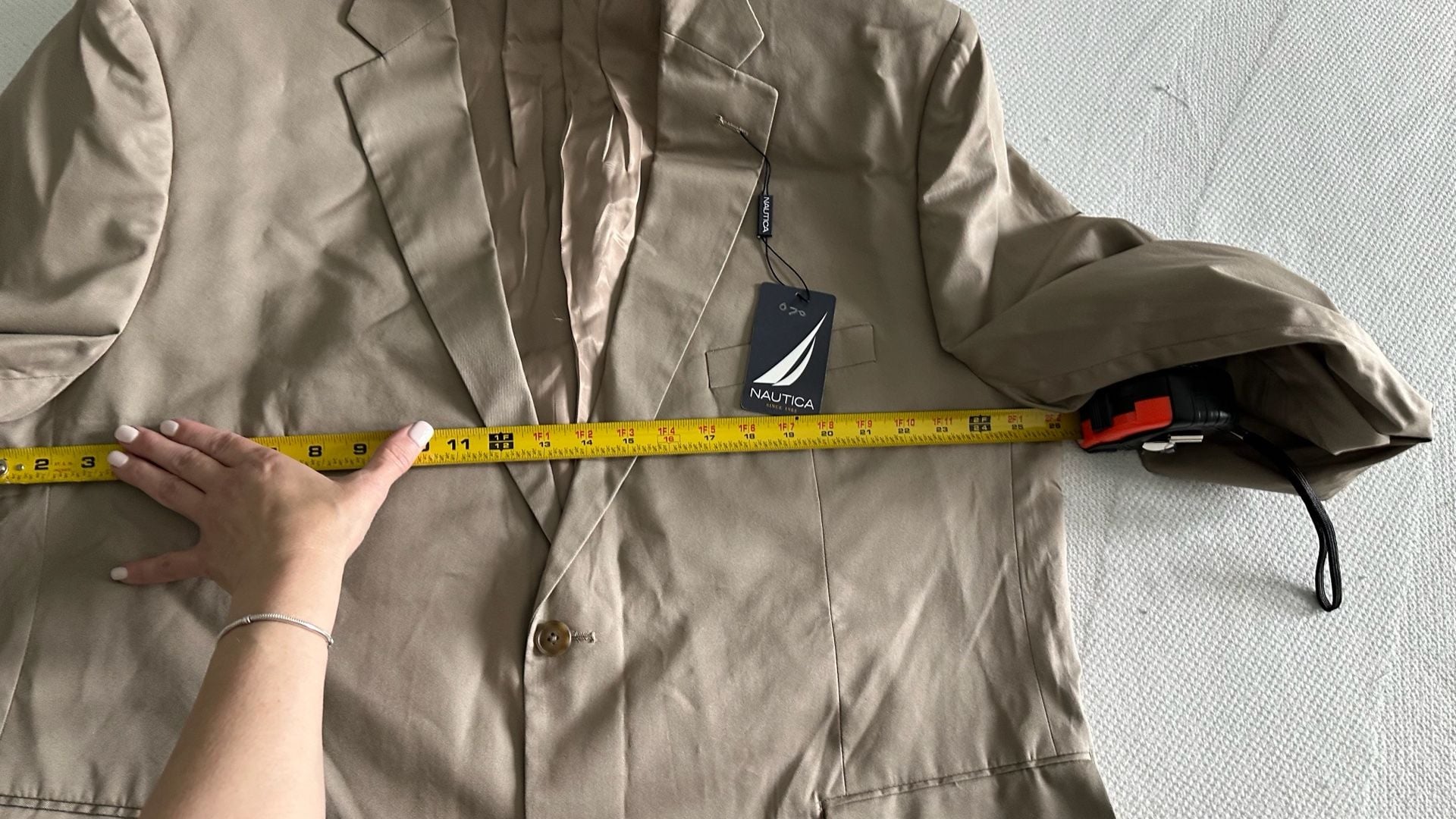 Nautica Ocean Suit Separate Coat, Men's Khaki 100% Cotton, Size 52R 3