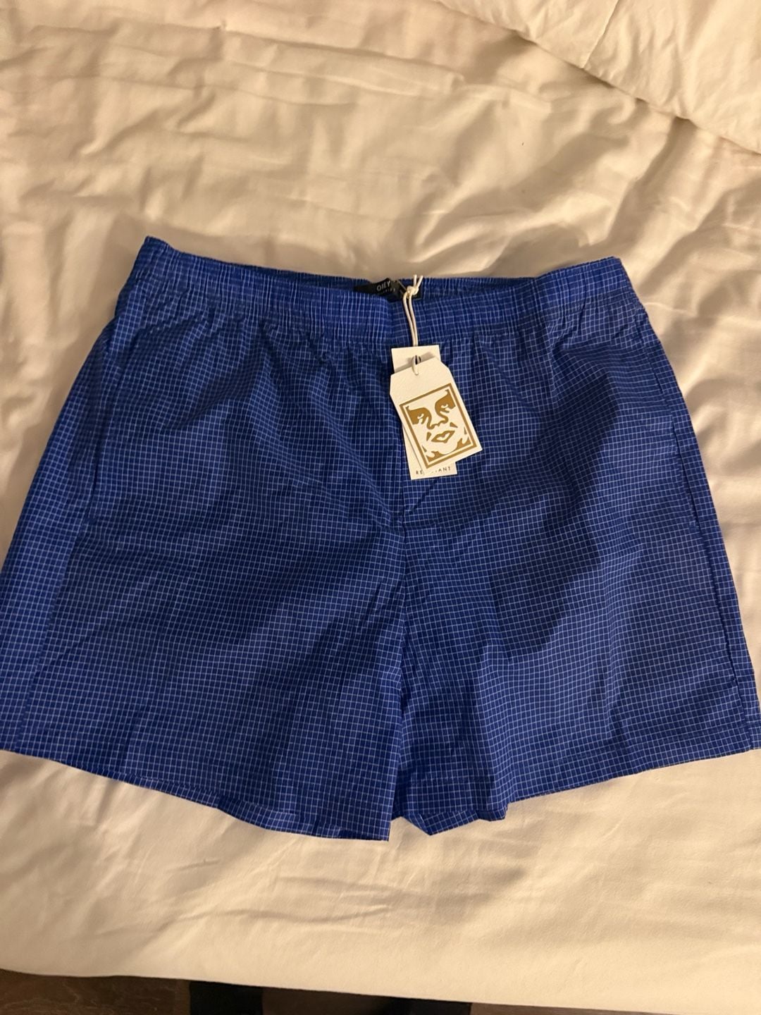 Obey Riverbed Women Blue Swim Shorts Sz M 2