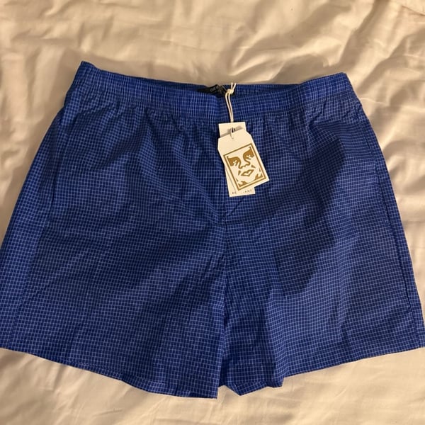 Obey Riverbed Women Blue Swim Shorts Sz M
