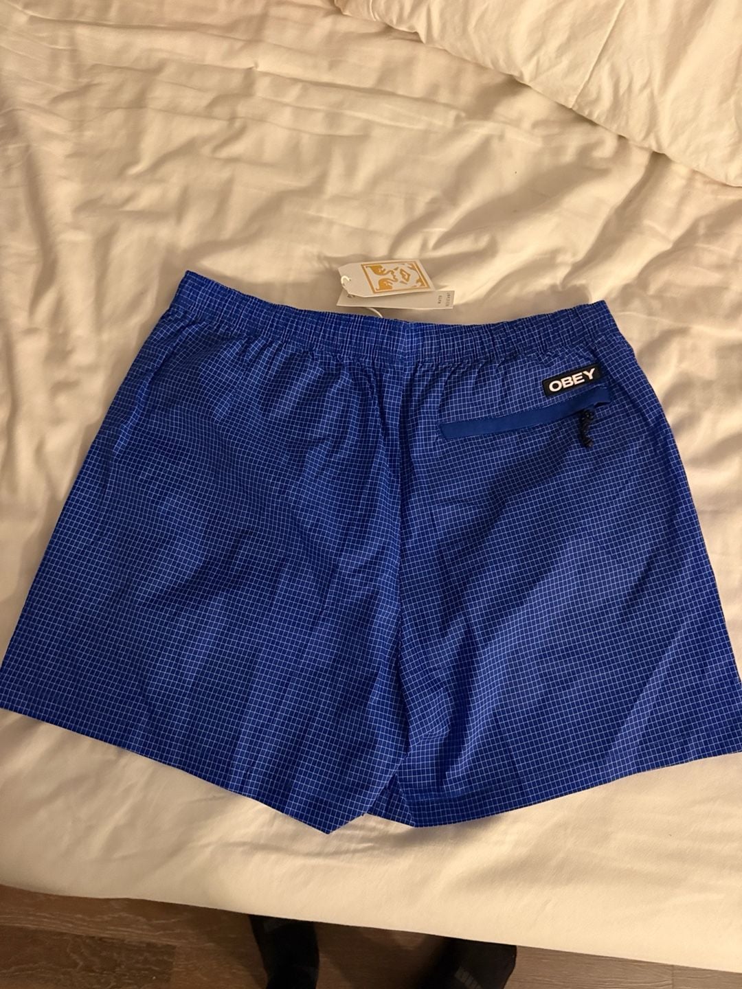 Obey Riverbed Women Blue Swim Shorts Sz M 3