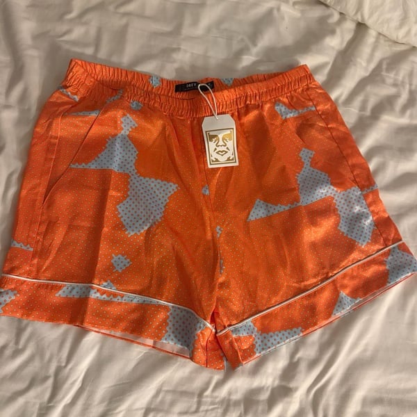 Obey Worldwide Orange Patterned Satin Lounge Shorts