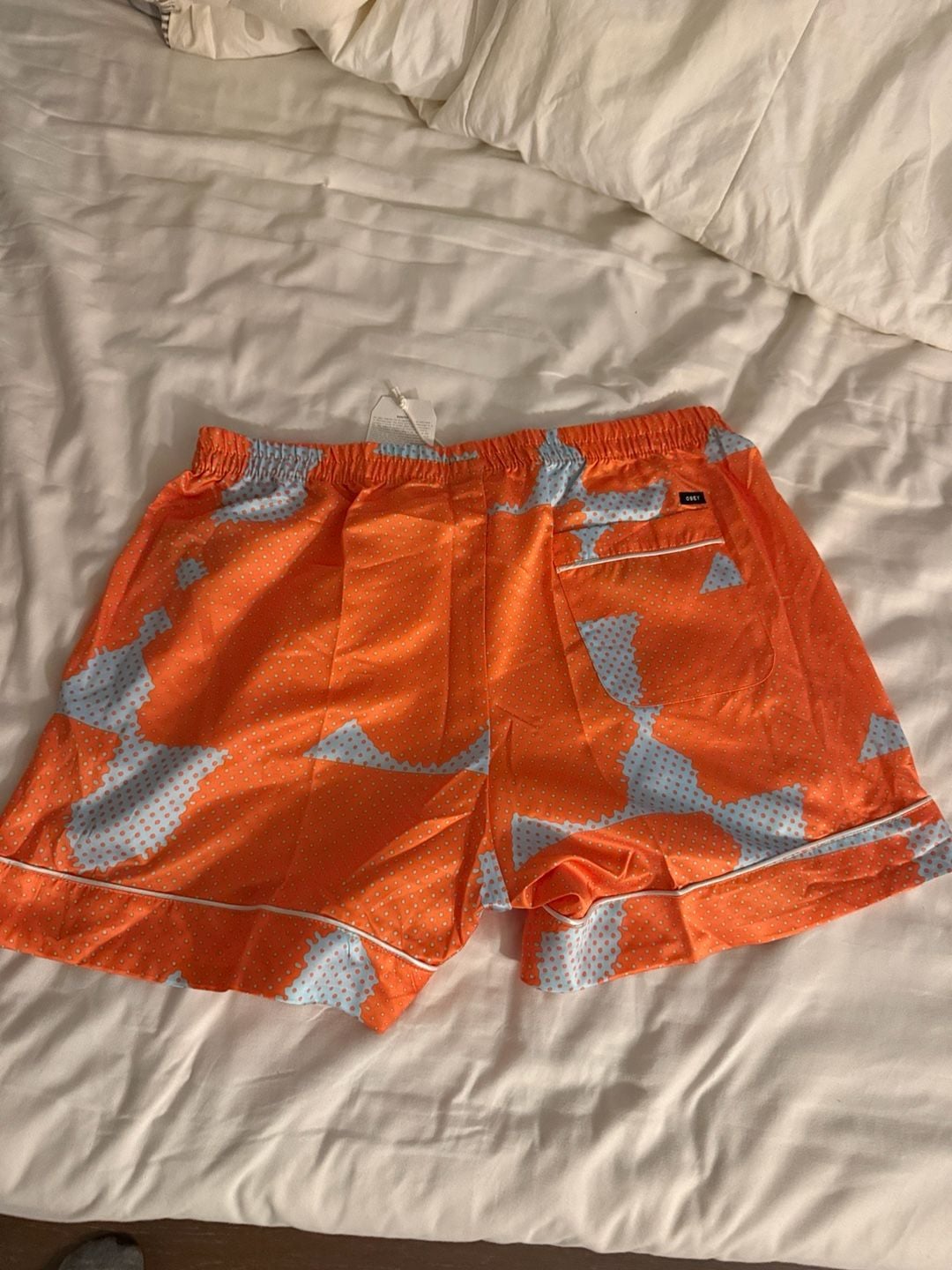 Obey Worldwide Orange Patterned Satin Lounge Shorts 2