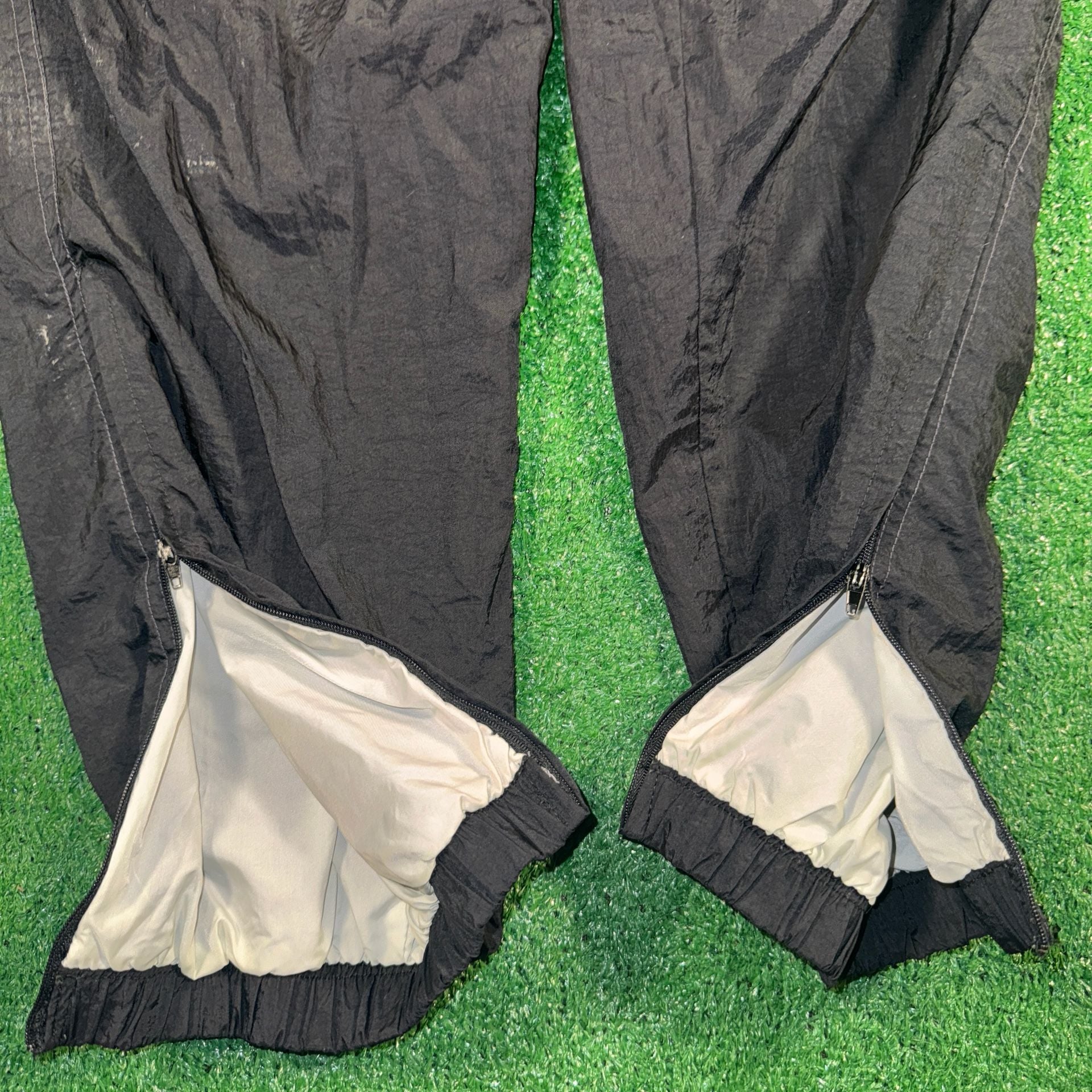Vintage 90s Nike Black Nylon Lined Track Pants with Ankle Zips 5