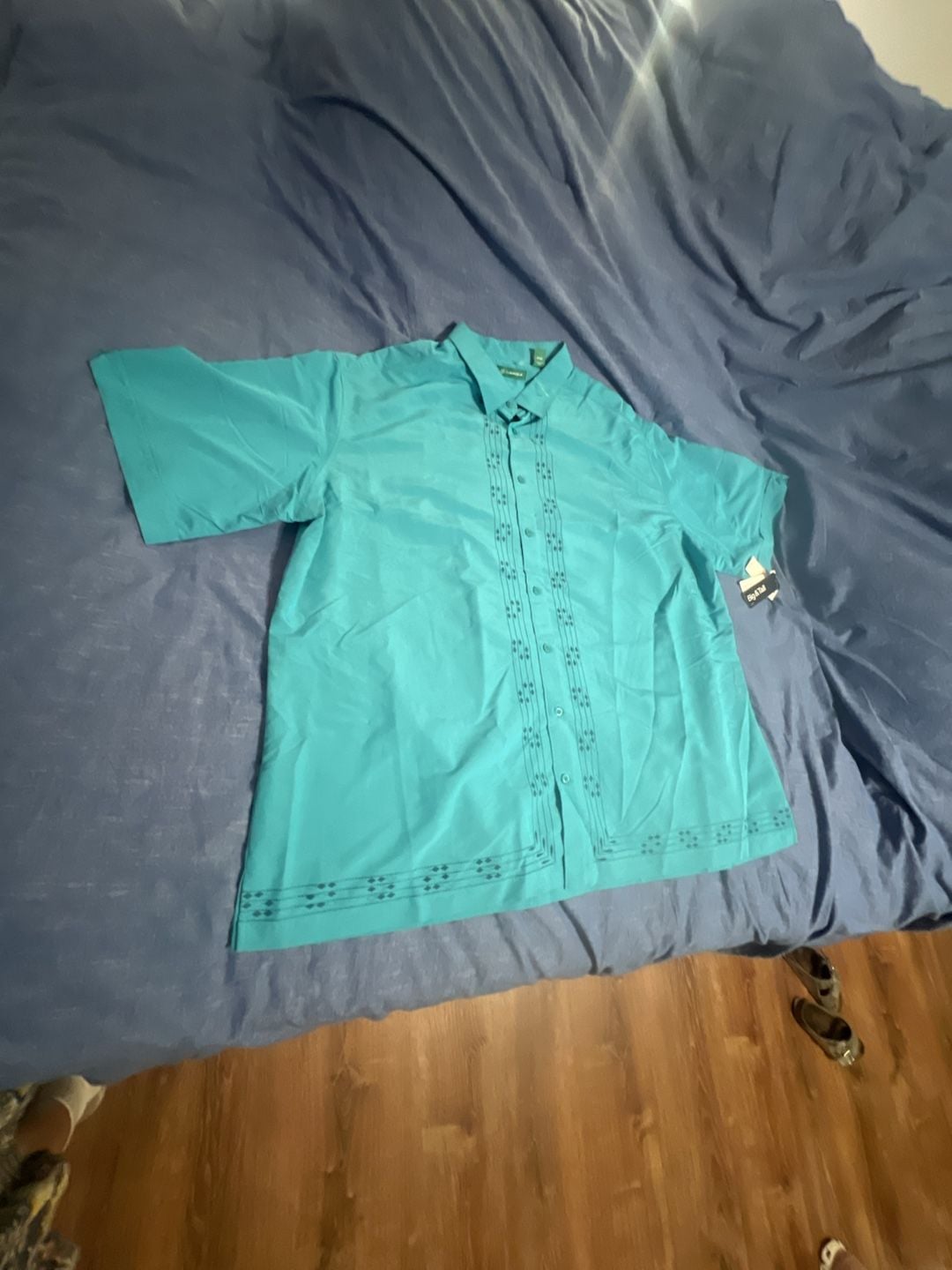 Cubavera Men's Big & Tall Diamond Print Embroidered Guayabera Shirt 1