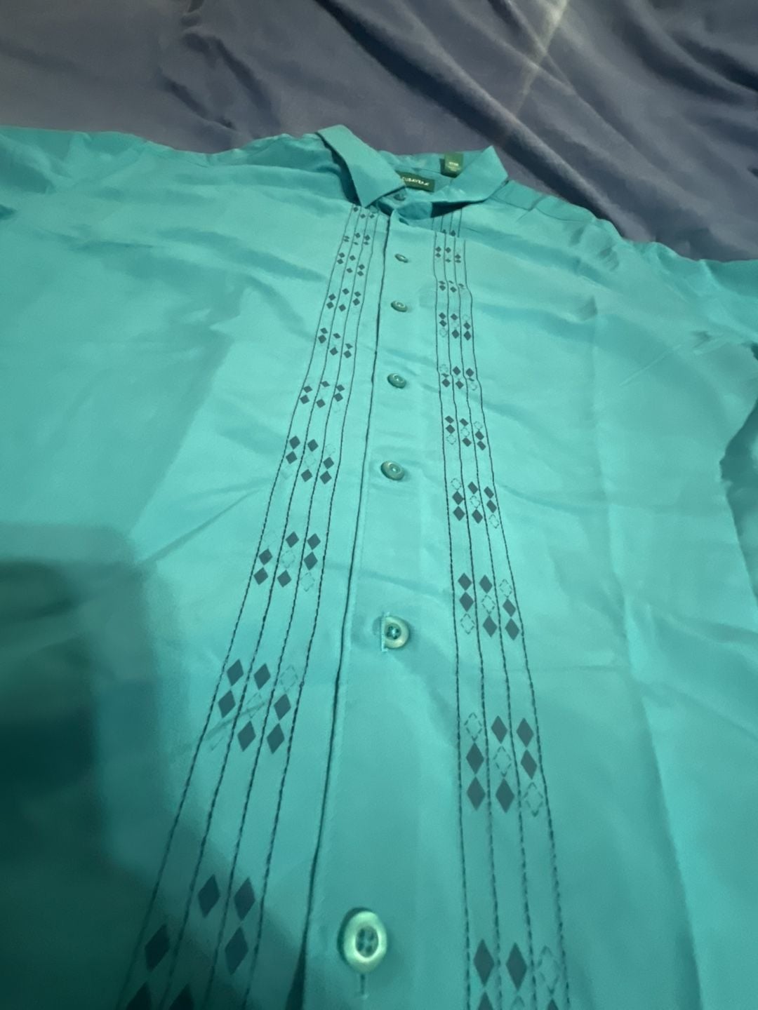 Cubavera Men's Big & Tall Diamond Print Embroidered Guayabera Shirt 6