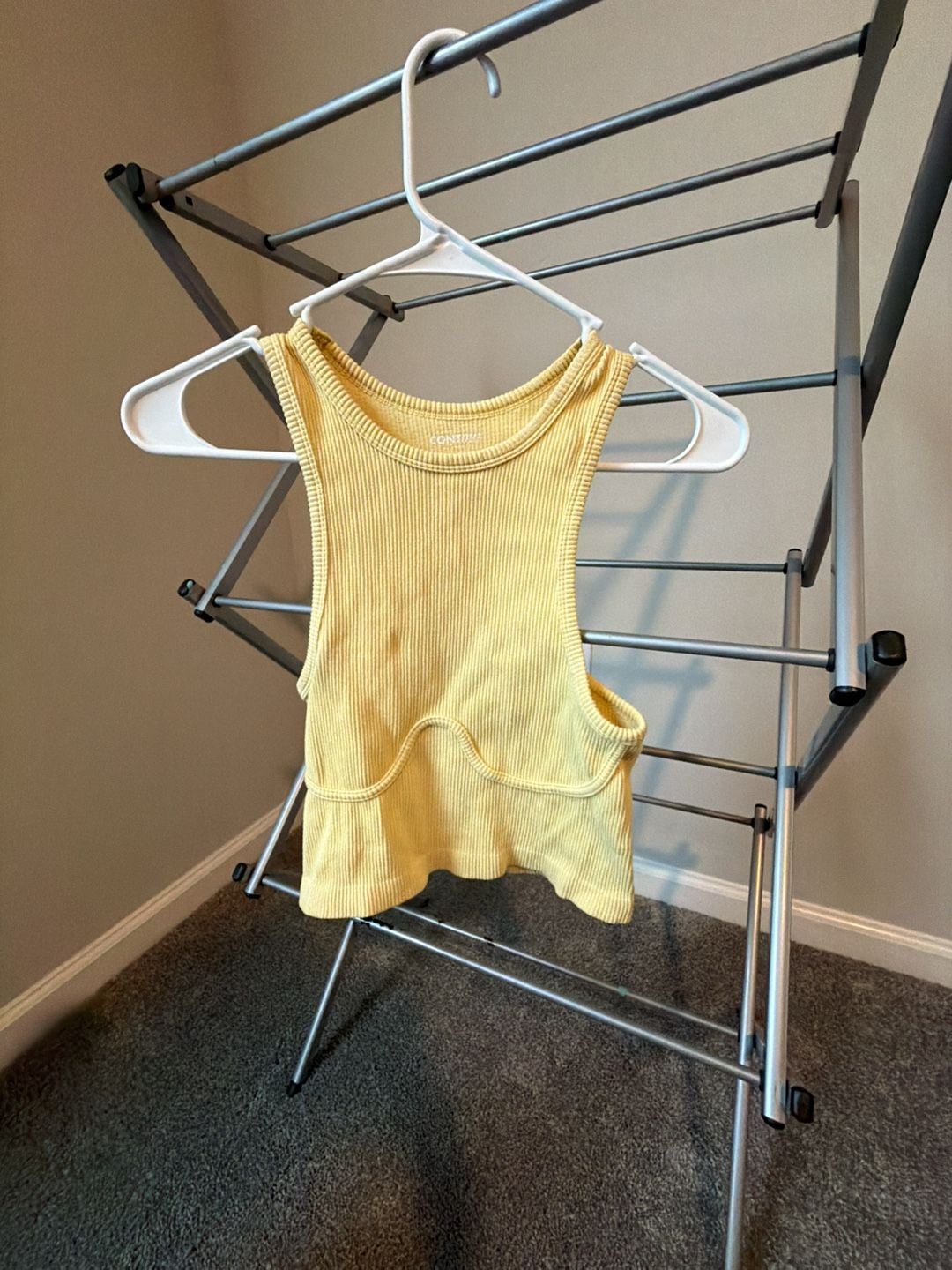 Contour by PacSun Yellow Ribbed Racerback Crop Tank Top 2