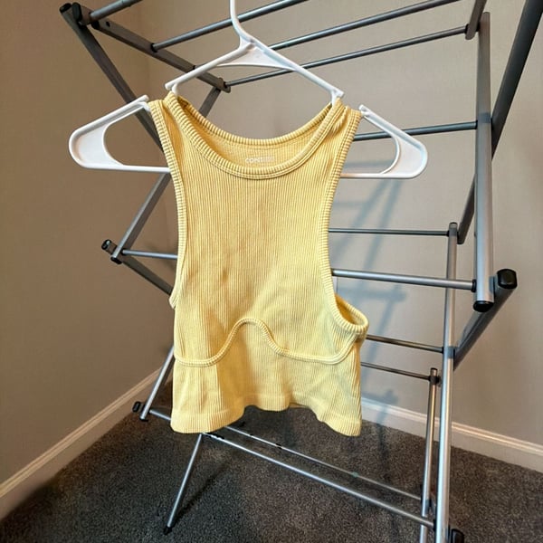 Contour by PacSun Yellow Ribbed Racerback Crop Tank Top