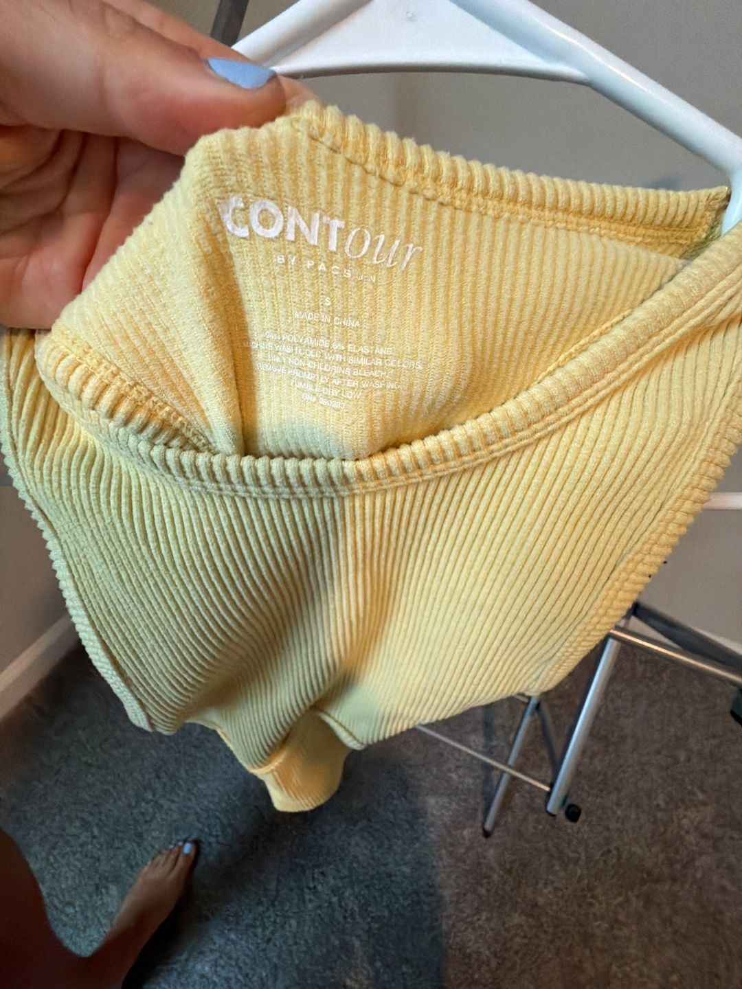 Contour by PacSun Yellow Ribbed Racerback Crop Tank Top 3