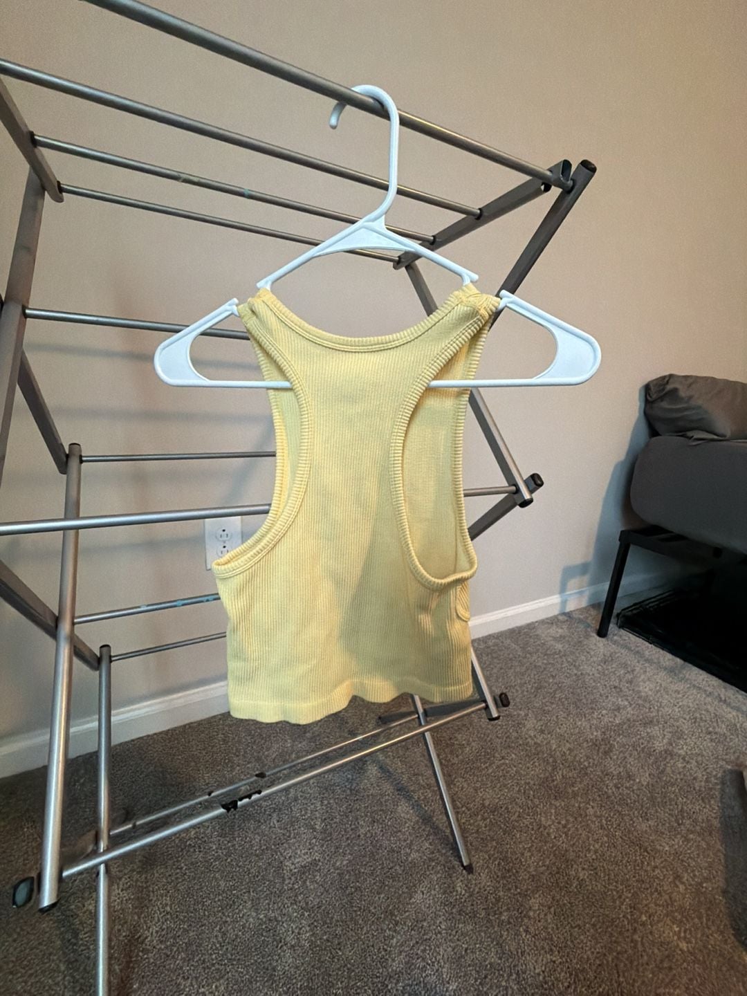 Contour by PacSun Yellow Ribbed Racerback Crop Tank Top 4