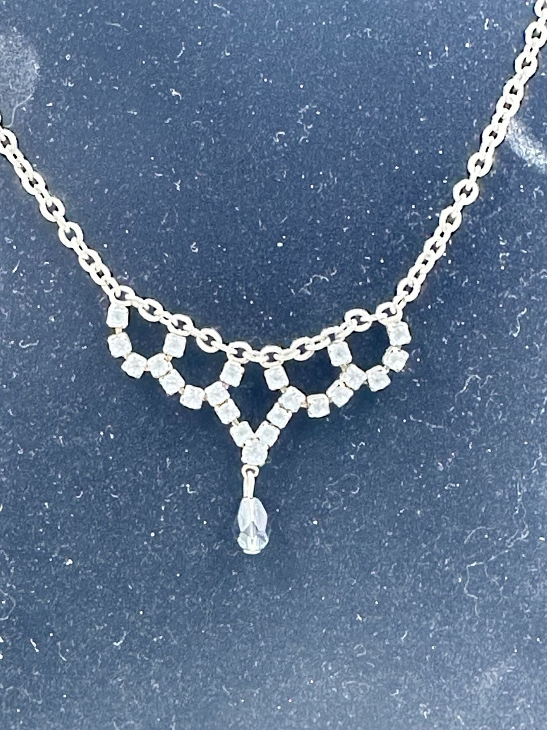 Vintage Rhinestone Festoon Necklace with Teardrop Pendant 2