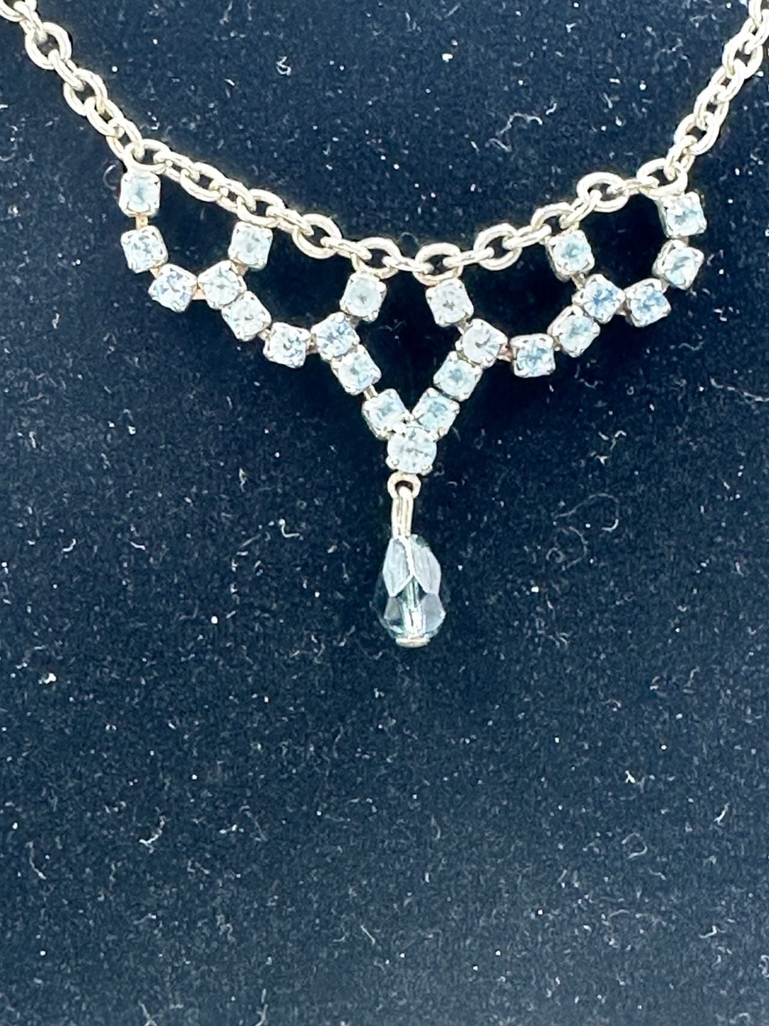 Vintage Rhinestone Festoon Necklace with Teardrop Pendant 3