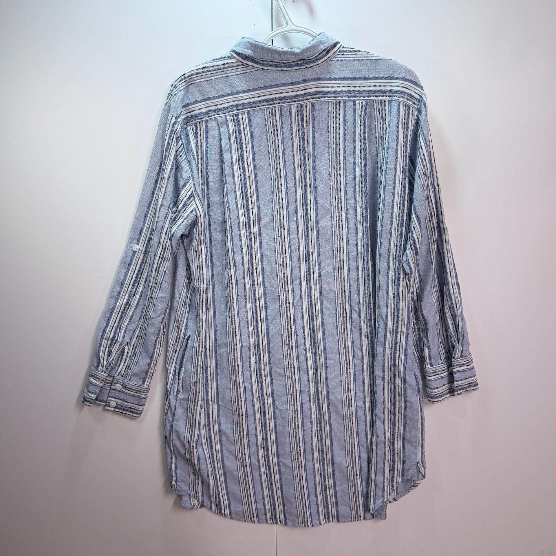 Karen Kane Women's Blue and White Striped Button-Down Tunic Shirt Style 2L96226 3