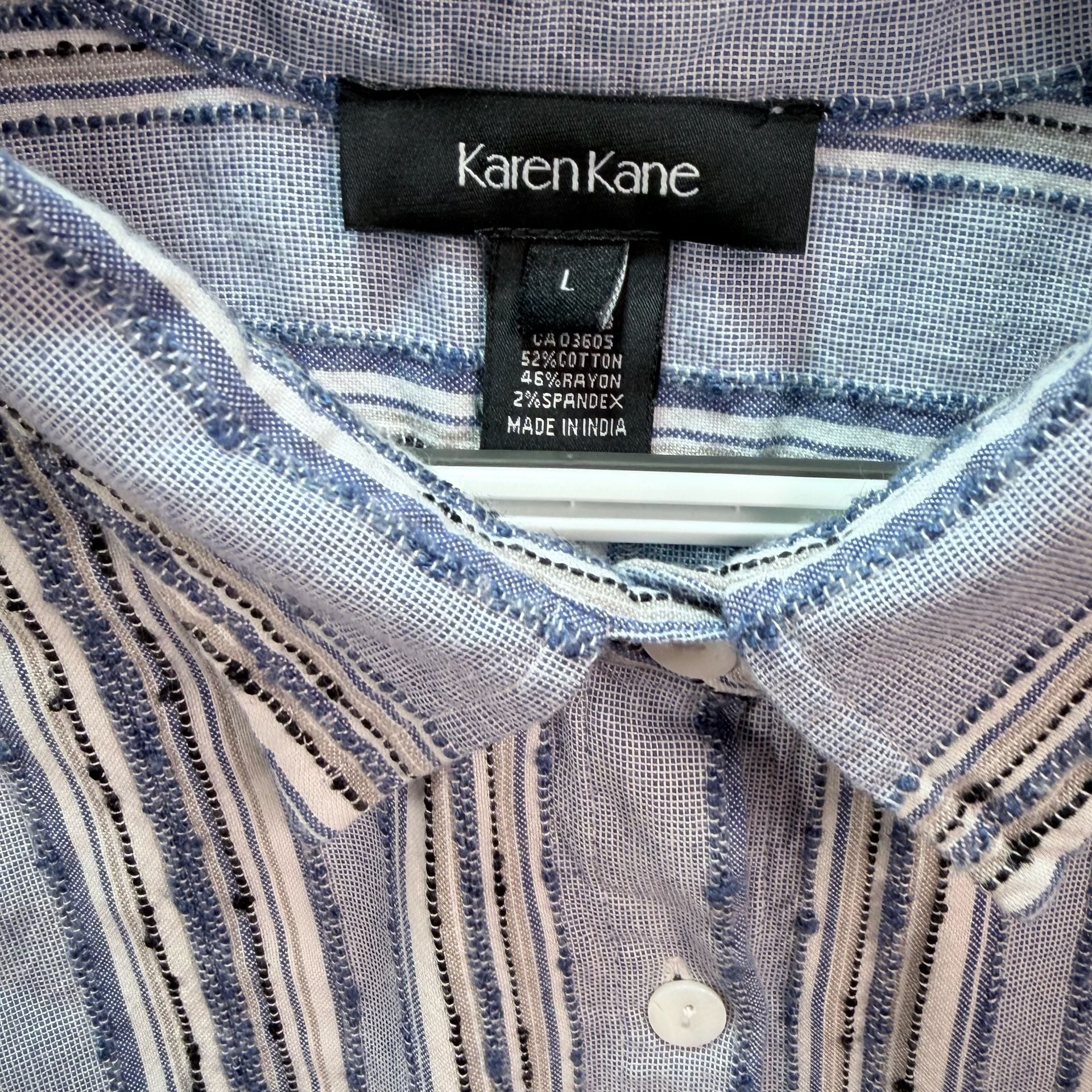 Karen Kane Women's Blue and White Striped Button-Down Tunic Shirt Style 2L96226 4