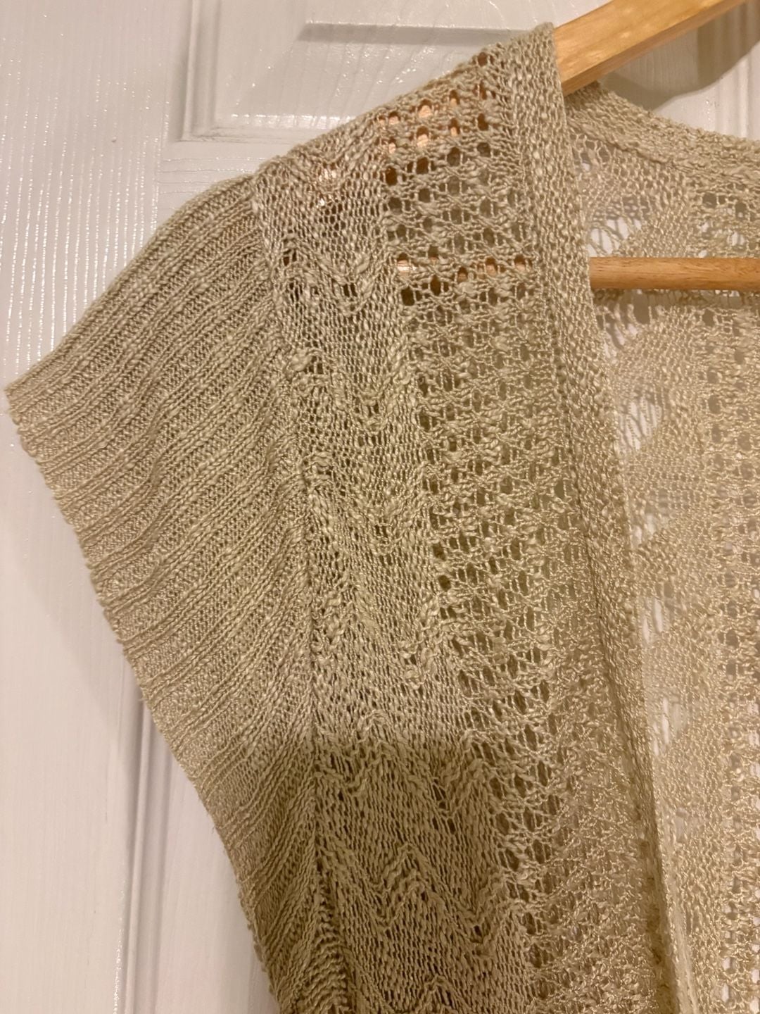 Maurices Cream Open Front Crochet Knit Cardigan Sleeveless Duster 3