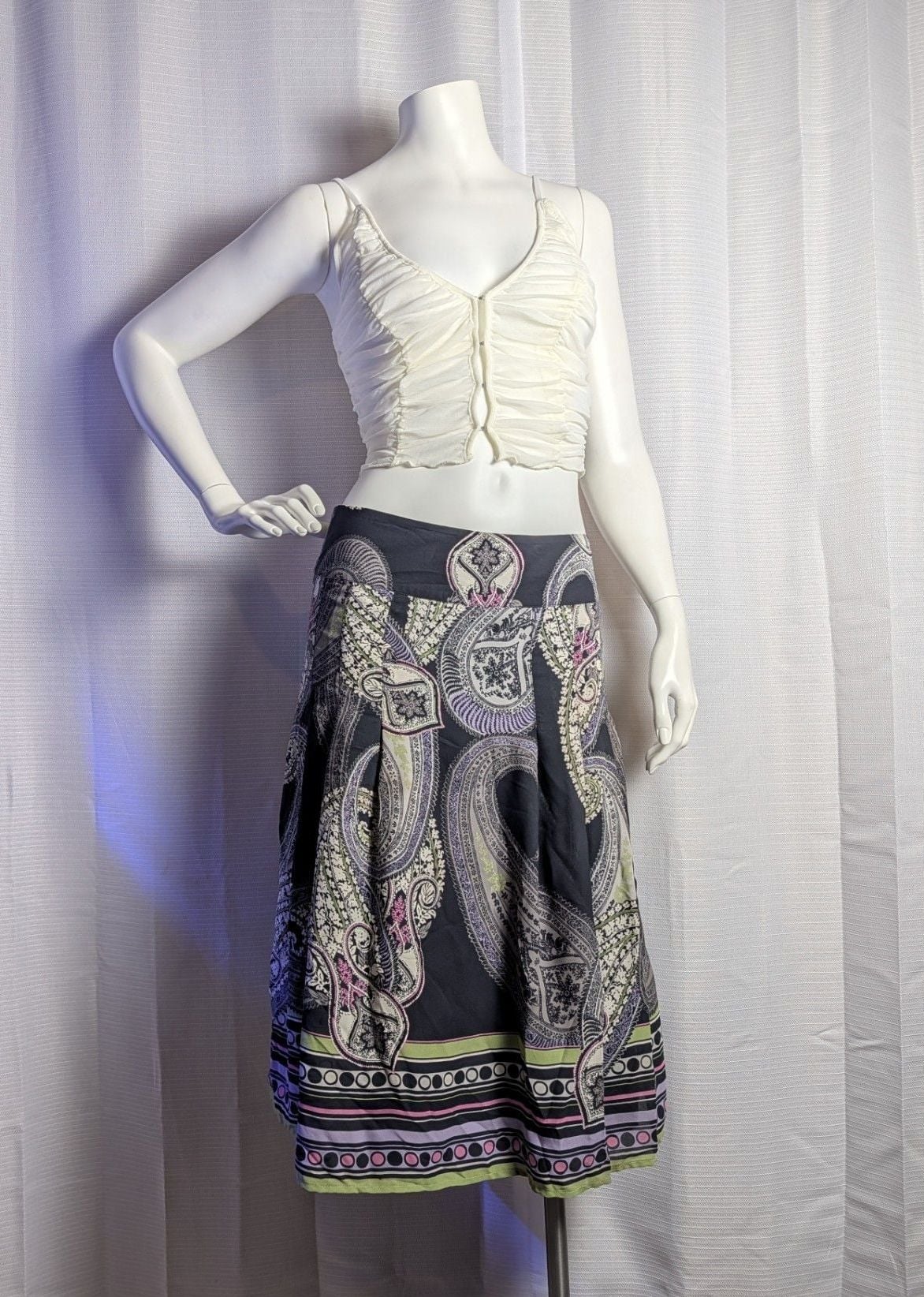 Emma James Women's Paisley Print Pleated Midi Skirt 2