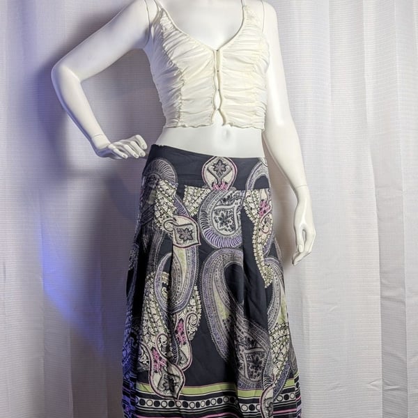 Emma James Women's Paisley Print Pleated Midi Skirt