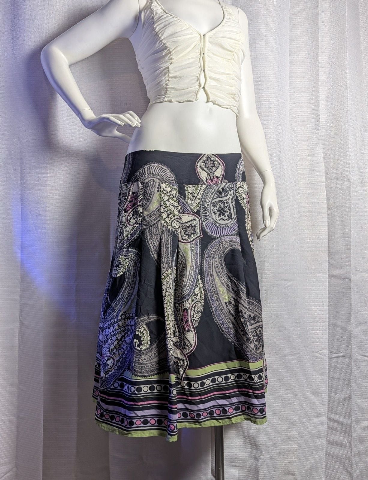Emma James Women's Paisley Print Pleated Midi Skirt 3