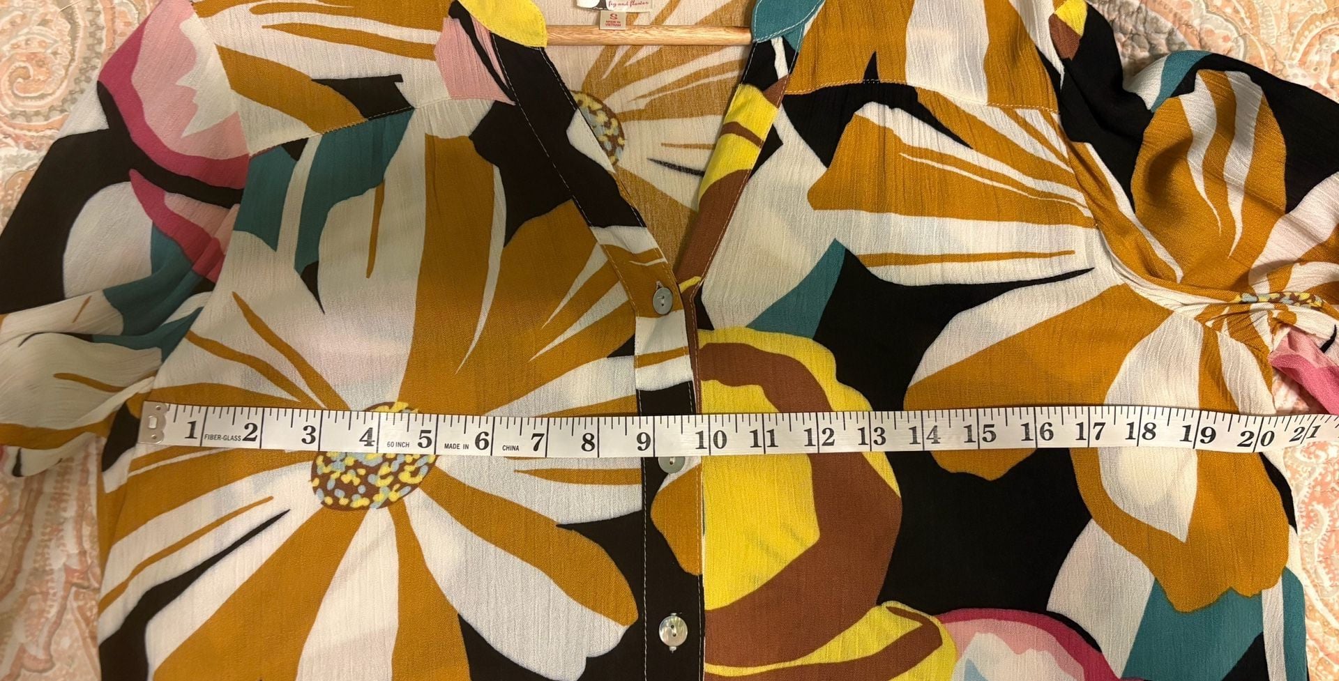 NWOT Fig and Flower Floral Pattern Button-Down Blouse, small 9
