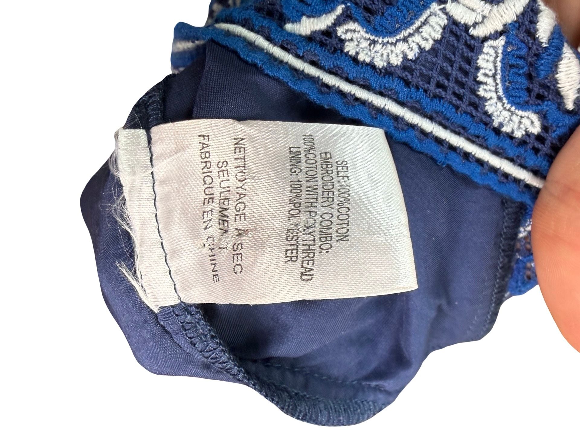 Sea New York Blue and White Embroidered Short Sleeve Shift Mini Dress 12