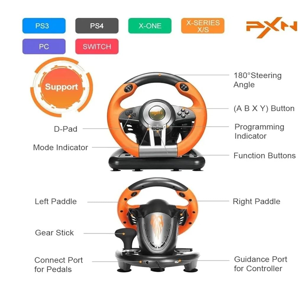 PXN V3Pro Multi-Platform Gaming Racing PC PS3,
PS4 Xbox One, Xbox Switch. 7