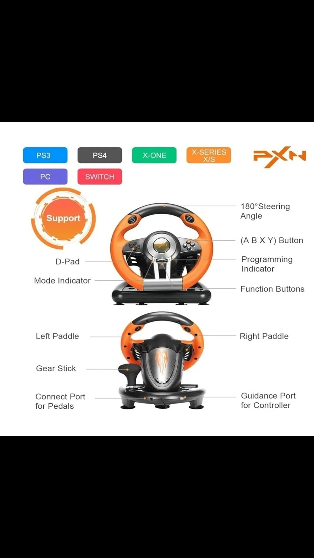 PXN V3Pro Multi-Platform Gaming Racing PC PS3,
PS4 Xbox One, Xbox Switch. 11