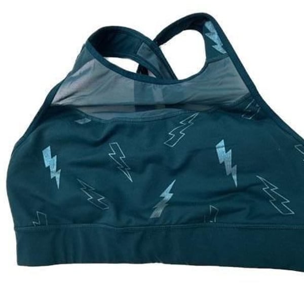OLD NAVY ACTIVE TEAL MEDIUM SUPPORT LONG LINE MESH TRIM SPORTS BRA/SIZE XSMALL