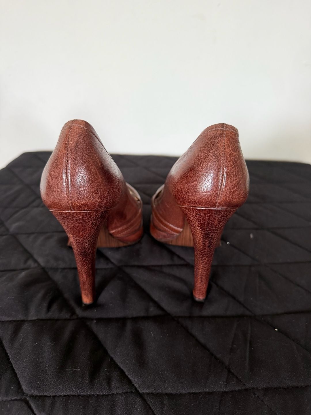 Alexander McQueen Brown Leather and Leopard Print Calf Hair Pointed Toe Platform Heels 5