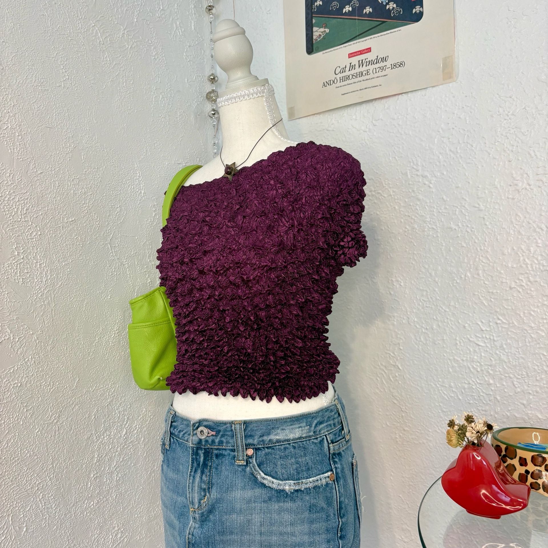 Vintage Radiance Popcorn Texture Crinkle Short Sleeve Top 3