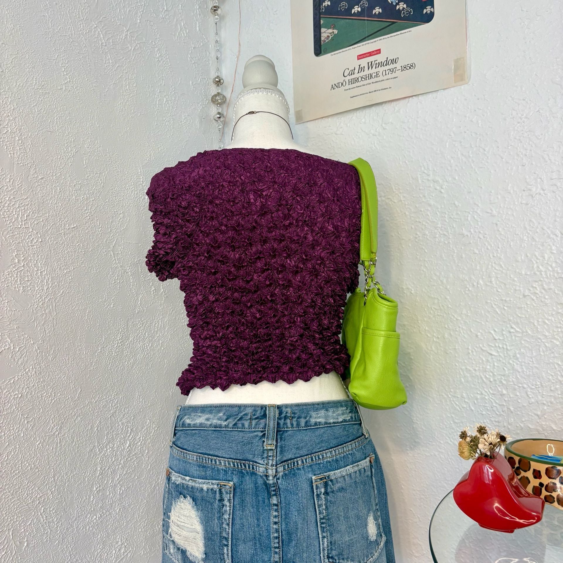 Vintage Radiance Popcorn Texture Crinkle Short Sleeve Top 4