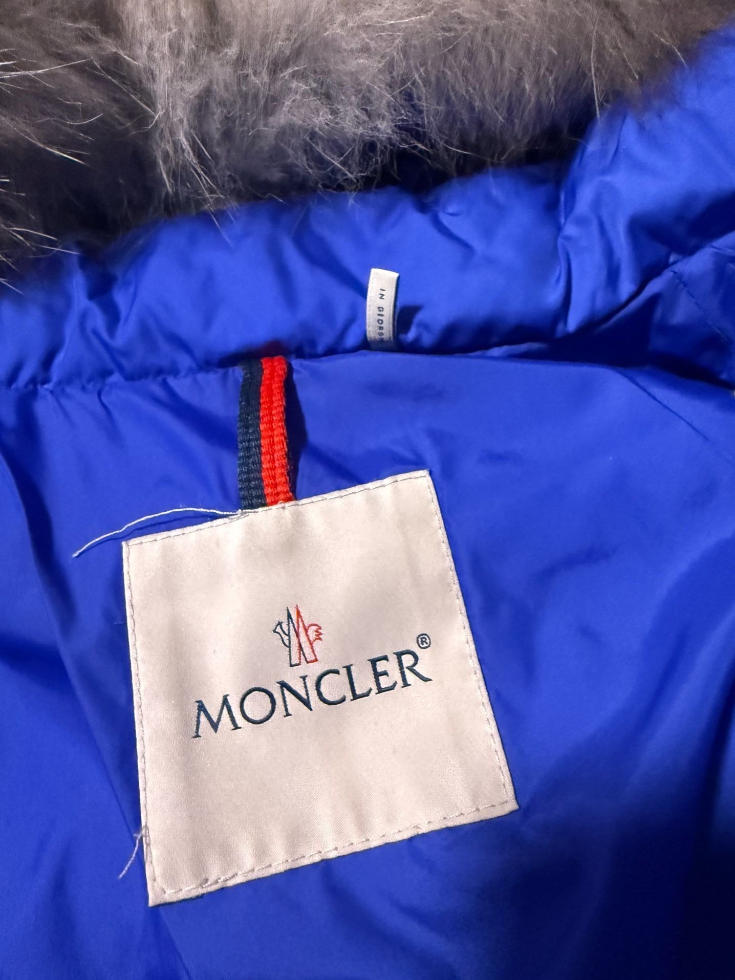 Moncler Enfant Abelle Long Down Puffer Coat with Fur Hood Girls size 8 11