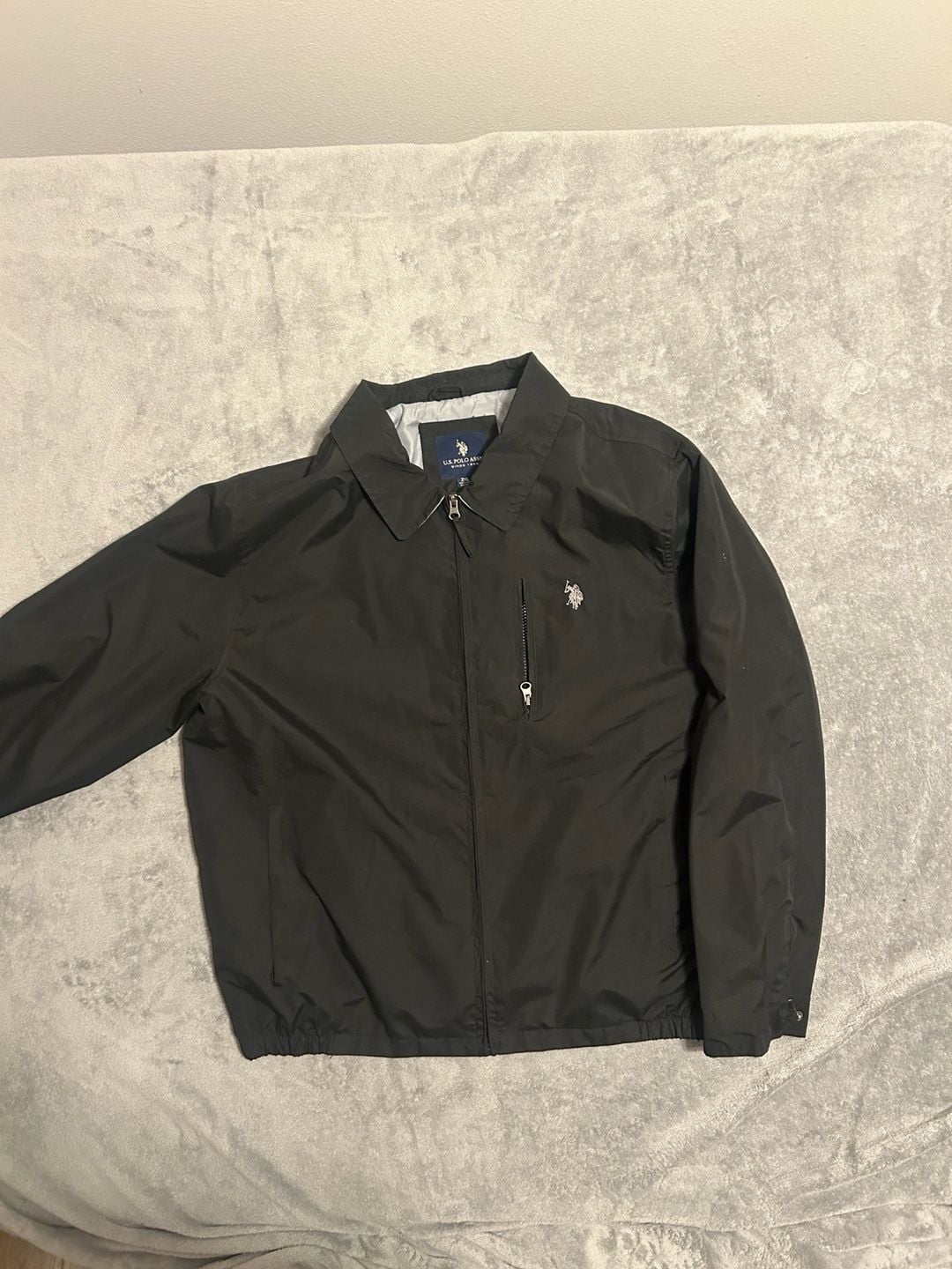 U.S. Polo Assn. Men's Lightweight Zip-Up Golf Jacket in Black, Size 2XL 2
