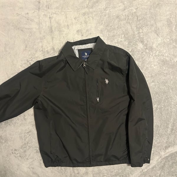 U.S. Polo Assn. Men's Lightweight Zip-Up Golf Jacket in Black, Size 2XL